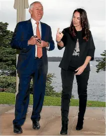  ?? REUTERS/DAVID GRAY ?? Australia’s Prime Minister Malcolm Turnbull talks with New Zealand Prime Minister Jacinda Ardern before their meeting in Sydney.