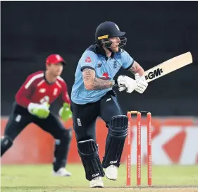  ?? Picture: Shaun Botterill/Getty ?? Ben Stokes batting on Monday during England’s warm-up game in Paarl