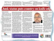  ??  ?? The picture of a grumpy Zuma on the cover of The Star.
