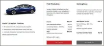  ??  ?? Tesla’s ordering screen shows the price of its Model 3 car. A base model that costs $35,000 is not yet available to customers.