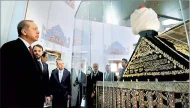  ?? Reuters ?? President Recep Tayyip Erdogan at the tomb of the Ottoman Sultan Mehmed the Conqueror in Istanbul Monday.
