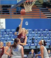  ?? LEE ATHLETICS ?? Lee’s Carrie Cheeks (32) goes up for a shot during a game earlier this season.