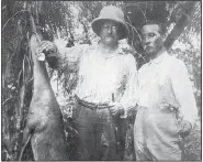  ??  ?? Former President Teddy Roosevelt (left) and Brazilian explorer Candido Rondon display a trophy in 1914. The tale of their ordeal on the River of Doubt airs at 8 p.m. today on American Experience: Into the Amazon on AETN.