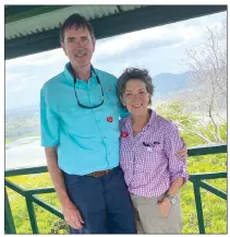  ?? SUBMITTED ?? Charlotte and Mark Strickland of Conway pose in the forest in Panama. The couple, whose anniversar­y is in July, took a celebrator­y cruise March 1 through Wednesday. Two crew members on their ship had transferre­d from a ship that later had a case of the coronaviru­s. The 3,000 passengers, including the Strickland­s, were detained at sea before their last stop and unable to disembark until the crew members tested negatively for the virus. Charlotte said “my heart goes out” to the cruise lines and its employees, who are trying to make a living, as well as take care of passengers.