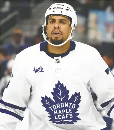  ?? JEFFREY T. BARNES / THE ASSOCIATED PRESS ?? Toronto Maple Leafs forward Ryan Reaves was determined to turn his season around
during his time on the sideline in December and January.