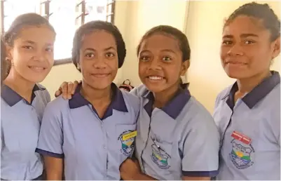  ?? Photo: Kelera Sovasiga ?? From left: Adilla Raza, Kasanita Bale, Lavenia Radigeli and Anisi Lesutale of Nakodu Mudu Primary School in Koro.