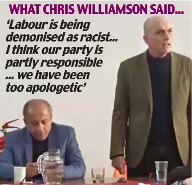  ??  ?? Speech: Chris Williamson filmed at the Momentum meeting in Sheffield