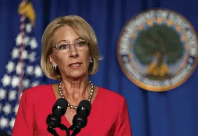  ?? AP file ?? NO WORRIES: Education Secretary Betsy DeVos went on a couple of Sunday morning TV news programs and reiterated her view that all schools should open fully in the fall.