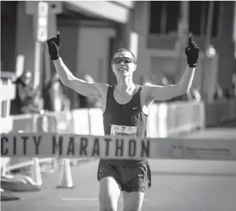  ?? STAFF FILE ?? Sean Welleck of New York City won the One City Marathon March 1, 2020, in Newport News with a time of 2:22:46. Welleck was supposed to run in the Lake Biwa Marathon in Japan but because of the coronaviru­s pandemic he decided to run in the One City Marathon instead.