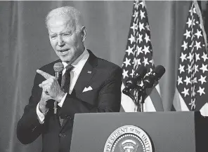  ?? MANUEL BALCE CENETA/ AP ?? President Joe Biden speaks at the National Action Network's Martin Luther King, Jr., Day breakfast on Monday in Washington.