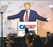  ?? Wally Skalij
Los Angeles Times ?? FORMER President Trump speaks at the California Republican Convention on Sept. 29 in Anaheim.