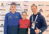  ?? FOTO: TGN ?? Raoul Heurs, Madeline Folgmann und Trainer Björn Pistel beim President’s Cup in Belek.