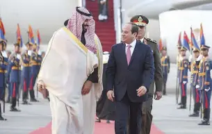  ??  ?? Crown Prince bin Salman and President Al-Sisi
