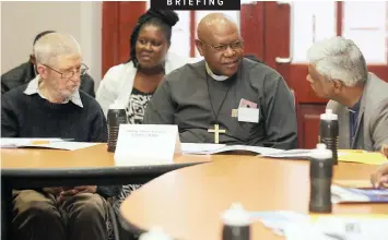  ??  ?? REVEREND Paddy Kearney, Bishop Tsietsi Seleoane and Reverend Alvin Sigamoney attend an Electoral Commission of South Africa briefing on next year’s elections, held with religious leaders at the Diakonia Centre in Durban yesterday. | NQOBILE MBONAMBI African News Agency (ANA)