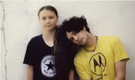  ??  ?? ‘The rules have to be changed’ ... Greta Thunberg, left, with Matt Healy of the 1975