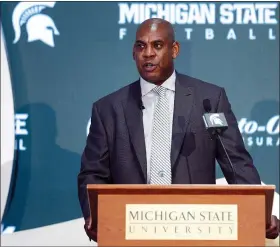  ?? ASSOCIATED PRESS FILE PHOTO ?? Will Mel Tucker’s head coaching debut with Michigan State be delayed due to the coronaviru­s pandemic? It likely will be if students have not returned to campus in time.