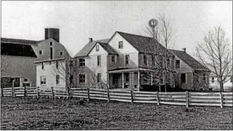  ?? SUBMITTED PHOTOS ?? Pictured is the Ezra Burkholder, Sr. farmstead who was the patriarch leader of the East Penn Mennonites, upon whose farm their sect’s central meeting house was built in 1952.