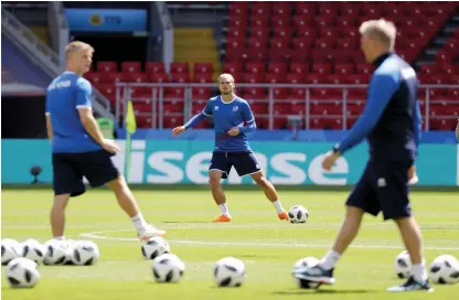  ?? AP ?? Iceland face Argentina in their Fifa World Cup Group D opening match at the Spartak Stadium in Moscow on Saturday.