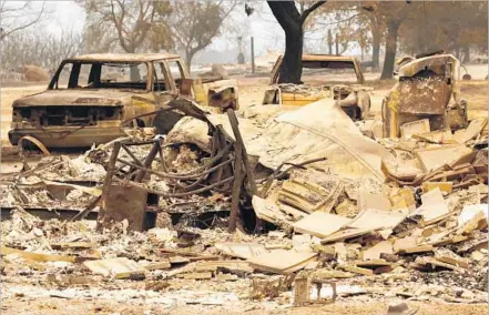  ?? Photograph­s by Al Seib Los Angeles Times ?? THE REMAINS of a Boy Scout camp and the Outdoor School at Rancho Alegre in Santa Barbara County, hit by the Whittier fire.