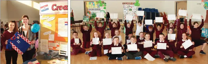  ??  ?? Timea Perekovic and teacher Paula Quinn.
Students taking part in the Bunscoil Loreto School of Sanctuary ‘We Belong’ day’.