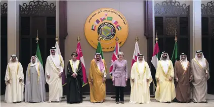  ?? Carl Court / Getty Images ?? King Salman of Saudi Arabia and Sheikh Mohammed bin Rashid, Vice President and Ruler of Dubai, and other Arabian Gulf leaders with the UK prime minister Theresa May during the GCC summit in Manama, Bahrain, yesterday.