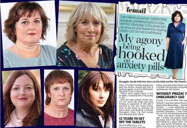  ??  ?? Fighting their brave battles: Rachel McIntosh (top left) and Jane Askey (top right). Bottom row (from left): Samantha Brook, Karen Olah and Rachel Wheatley Struggle: Sarah tells her story in the Mail earlier this month