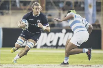  ?? ?? Going for one of the hits he loved in his final Scotland appearance, against Argentina in 2018