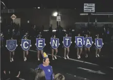  ?? SHARON BURNS PHOTO ?? Central Union High School marches down the street during the Mardi Gras Parade 2023 on Saturday, February 18, in El Centro.