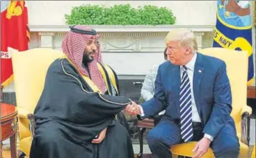  ?? AFP FILE ?? US President Donald Trump shakes hands with Saudi Arabia's Crown Prince Mohammed bin Salman earlier this year.