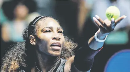  ?? Picture: EPA ?? IMPERIOUS. American Serena Williams serves against Barbora Strycova of the Czech Republic during their Australian Open fourth round clash in Melbourne yesterday.