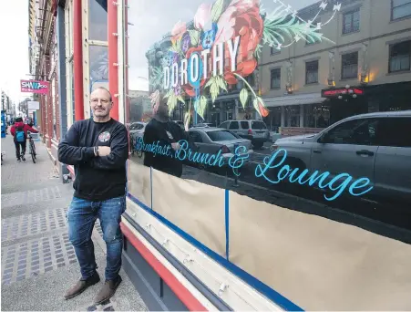  ??  ?? Owner Rudy Tomazic outside the new Friends of Dorothy Lounge at 537 Johnson St.