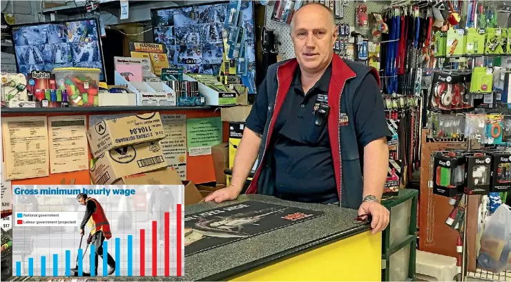  ??  ?? Kawakawa Hammer Hardware owner Malcolm Francis says the increased minimum wage will push up prices for customers.