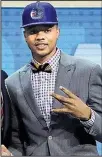  ?? AP/FRANK FRANKLIN II ?? Markelle Fultz acknowledg­es the University of Washington by gesturing a “W” after he was selected by Philadelph­ia as the No. 1 pick in the NBA draft Thursday. Fultz is the fourth consecutiv­e freshman to be selected as the top overall pick.