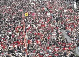  ?? TYRONE SIU (REUTERS) ?? Las protestas en Hong Kong han sido masivas.