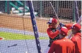  ?? ALEX BRANDON/AP ?? Washington Nationals’ Juan Soto bats during a workout at Nationals Park on Monday in Washington.