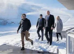  ?? Photo / James Allan ?? New National leader Todd Muller (third from left) visits Coronet Peak in Queenstown yesterday.