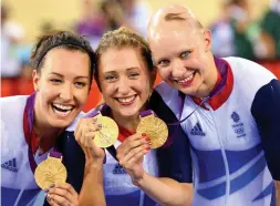  ??  ?? Funding (from left): Dani King, Laura Trott and Joanna Rowsell