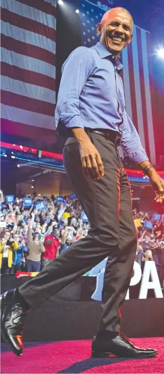  ?? Picture: AFP ?? Former US president Barack Obama at a rally in Philadelph­ia.