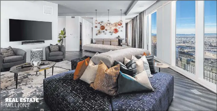  ?? Luxury Estates Internatio­nal ?? A Waldorf Astoria penthouse on the 46th floor of the Las Vegas Strip high-rise sold for $5.75 million, making it the No. 1 condo sale for mid-2019.