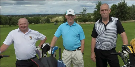  ??  ?? The Bellewstow­n golf club Ladies day fundraiser was in aid of the Jack &amp; Jill foundation. Pictured are Paul Hoey, Donal Nolan and Jimmy Broughton enjoying the day.