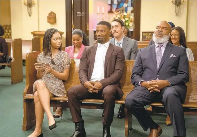  ?? SAEED ADYANI/NETFLIX ?? Kyla-Drew, from left, Jamie Foxx and David Alan Grier play three generation­s of a family in the new series “Dad Stop Embarrassi­ng Me!”