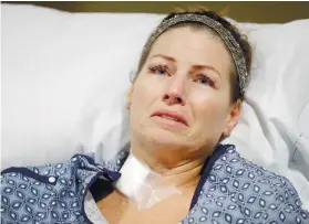  ?? AP FOTO ?? INJURED. Natalie Vanderstay answers questions from her hospital bed. She was shot in the stomach and suffered a leg injury after a gunman opened fire on an outdoor music concert in Las Vegas on Sunday.