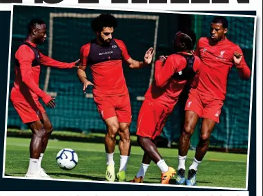  ?? GETTY IMAGES ?? He’s Mo-bile: Salah and his Liverpool team-mates limber up with resistance bands. They will hope to have as much luck in stretching the Spurs defence tomorrow
