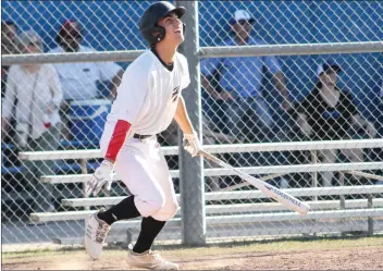  ?? Haley Sawyer/The Signal (See additional photos on signalscv.com) ?? (Above) Hart’s William Johnson watches the ball after a hit in a VIBL game against El Camino Real on Wednesday at El Camino Real High School. (Below) Hart’s Warner Rhodes throws a pitch in Wednesday’s VIBL game.