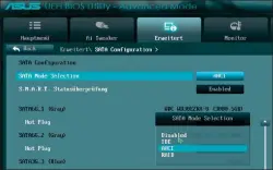  ??  ?? SATA konfigurie­ren: Damit eine SSD die optimale Leistung erbringen kann, muss im Bios/Firmware-Setup beim SATA-Controller der AHCI-Modus aktiviert sein.