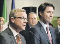  ?? ADRIAN WYLD / THE CANADIAN PRESS ?? Saskatchew­an Premier Brad Wall, left, and Prime Minister Justin Trudeau at a First Ministers meeting at the Canadian Museum of Nature, Ottawa, in this 2015 file photo.