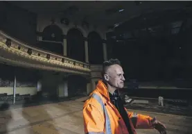  ?? ABIGAIL DOUGHERTY/ STUFF ?? The Mercury Theatre has been closed to the public for two years while it is restored. Owners Equippers Church need another $20 million to finish the job. Project Manager Matt Gregory is pictured at the theatre.