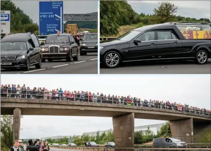  ?? ?? People from across West Fife crammed various vantage points to pay their respects as the cortege of the late Queen made its way through the area on Sunday. Photos: Gordon Elliott