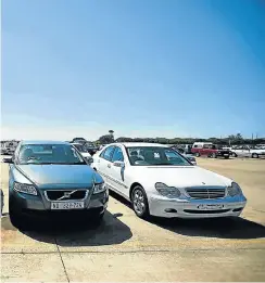  ?? Picture: Tebogo Letsie ?? A SAPS pound for stolen cars that have been recovered. Thabiso Motsoahole’s bakkie had not had a vehicle tracker fitted when it was stolen.