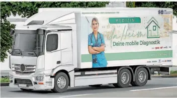  ?? FOTO: UKS/UDS ?? So wird er aussehen, der rollende Diagnostik-Truck, der im Rahmen eines Modellproj­ektes der Universitä­t des Saarlandes ab Sommer Pflegeheim­e anfahren wird.